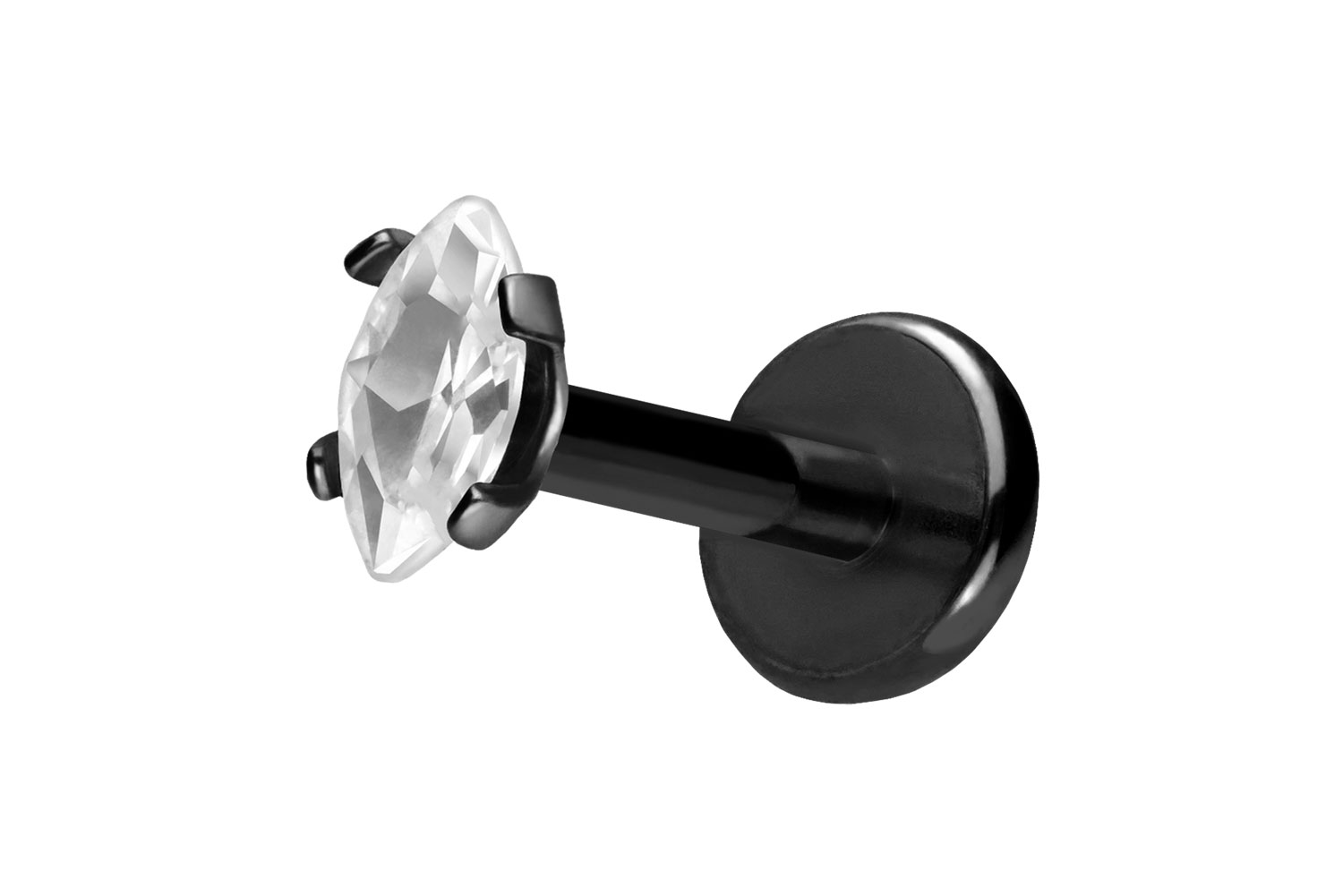 Titan Labret Piercing mit Push Fit EINGEFASSTER KRISTALLTROPFEN